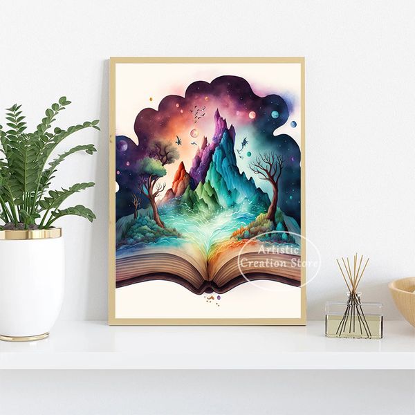 Abstract Magic Watercolor Books Imprimés Canvas Hd Painting Affiche Affiche Art Mur