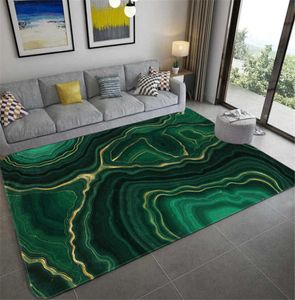 Abstract Marble Green Bedroom tapis Agate Stone Texture Living Imprimé Salon Grand Flanelle Mat de sol Table basse 2106269172582