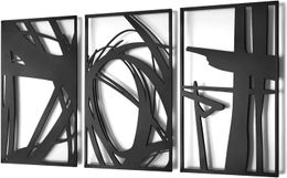 Decoración de arte de pared de metal abstracto, paquete de 3 arte de pared moderno, decoración de arte de línea minimalista, esculturas texturizadas 3D para sala de estar, dormitorio, baño