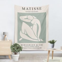 Abstract Minsist Matisse Art Mall suspendu anime tapisserie, dessin animé bohème, serviette de plage esthétique, tapis de yoga