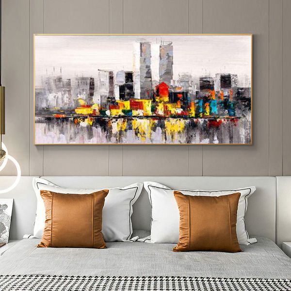 Abstrait moderne ville toile peinture sur le mur paysage affiches et impressions mur Art photos pour salon décor à la maison