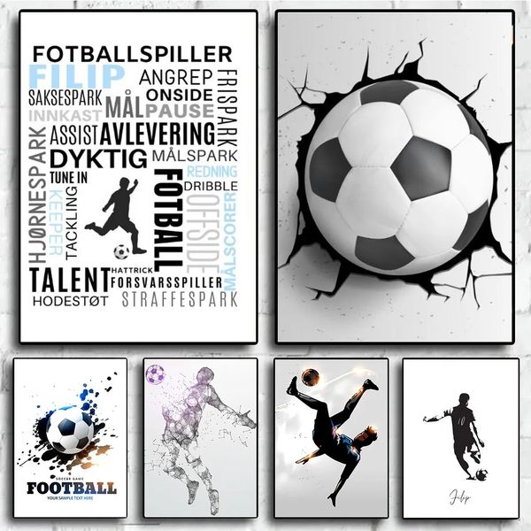 Résumé Modern Football Creative Canvas Tailbas PEINTURES Mall Mouvements de coups de pied Affiches et imprimés Pictures pour Living Kids Room Home Decor No Frame Wo6