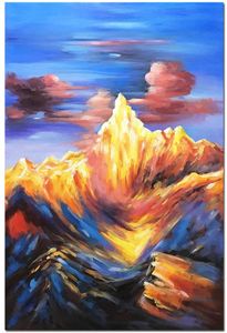 Resumen Monte Fuji Pintura al óleo sobre lienzo Paisaje Arte Contemporáneo Arte contemporáneo para la decoración de la pared de la oficina, pintado a mano, sin marco