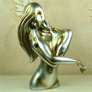 Buste de femme nue abstraite en résine faite à la main, belle sculpture, art du corps humain, ornement, cadeau d'amant, artisanat pour décoration de salon, Furnishi332b