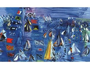 Pinturas al óleo abstractas Barcos Raoul Dufy Reproducción en lienzo Regata en Cowes pintado a mano de alta calidad 5388434