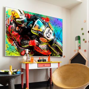 Póster con impresiones al óleo abstractas, pintura en lienzo de motocicleta, carteles impresos, Cuadros, imagen artística de pared para decoración del hogar y sala de estar