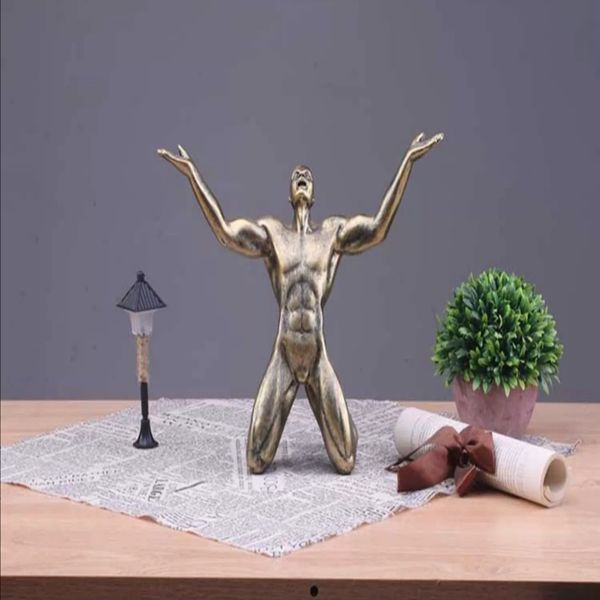 Escultura moderna con forma de personas abstractas, estatua, adorno, artesanías para decoraciones del hogar HD22280q