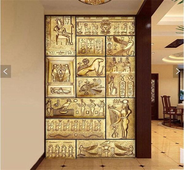 Peinture de personnages de personnalité abstraite, grandes peintures murales, papier peint non tissé pour couloir de porche dans l'egypte ancienne235213260515