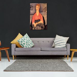 Retrato abstracto lienzo arte blusa rosa Amedeo Modigliani pintura hecha a mano decoración contemporánea para el hogar