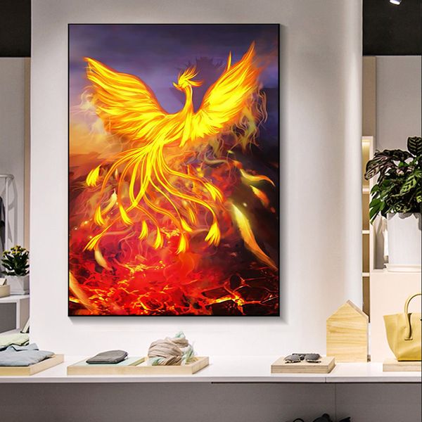 Affiches abstraites Phoenix Canvas Peinture Beautiful Noble Bird Mythology Mythology Mur Art Pictures Hd Print Living Room Home Decor