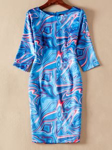 Vestido tubo de mujer con estampado abstracto Vestidos con cuello redondo