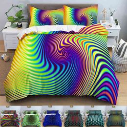 Abstract psychedelisch beddengoed set mystieke dekbedoverkapkussencase quilt eu dubbele king size volwassen kinderen bed accessoires