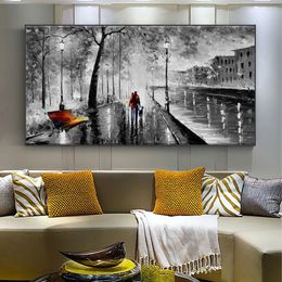 Abstract Rainy City Oil Painting on Canvas moderne Cityscape acrylic War Art Minimalist salon Wall Art Home Decor 240415