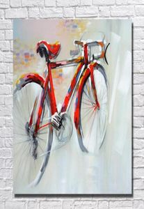 Peinture à l'huile abstraite de vélo rouge, peinte à la main, pour décoration de maison, toile moderne, qualité artistique, sans cadre, 6644052