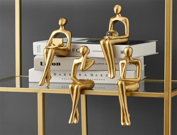 Résumé Résine Statue Golden Miniatures Modern Home Decoration Librairie Accessoires Christmas S Cadeaux 2203116237731