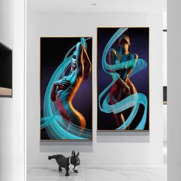 Abstract Sexy Charmante Vrouw Body Art Posters en Prints Canvas Schilderen Muur Kunst voor Woonkamer Home Decor Cuadros Geen Fra282v