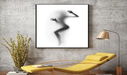 Samenvatting Sexy Women Body Silhouette Wall Art Poster Zwart -wit canvas kunst schilderij voor thuis slaapkamer decor no frame4485978