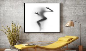 Affiche murale abstraite avec Silhouette de corps de femme Sexy, peinture artistique sur toile noire et blanche pour décoration de chambre à coucher, sans cadre 4485978