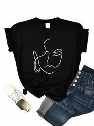 Abstract Eenvoudige Beroerte Gezicht Prints Vrouwen T-shirts Hip Hop Ademend Korte Mouw Zachte Straat Casual Tops Vrouwelijke Tee Kleding X7Xu #
