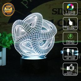 Abstracte zeester 3D LED nachtlampje touch 7 kleuren schakelaar tafel bureau kerstverjaardagscadeau voor dag # R45