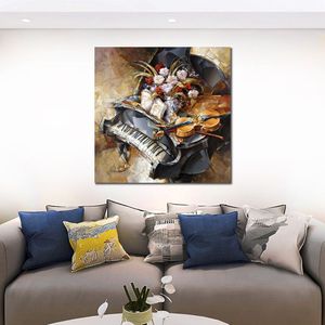 Abstract Stilleven Canvas Art Black Grand Piano Schilderij Handgemaakte Cafe Bar Modern Decor