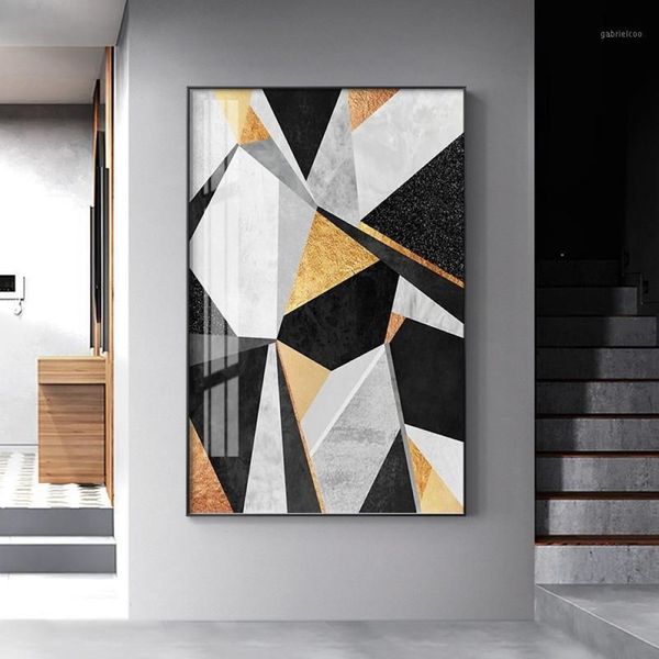 Style abstrait Figure géométrique Art peinture couleurs combinaison mur photos pour salon toile peinture affiche maison Deco1304L