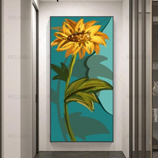 Abstrait tournesol plante fleur Art affiches et impressions moderne toile peinture à l'huile mur photo pour galerie décor à la maison pas de cadre