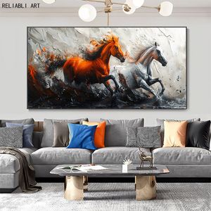 Résumé Texture Running Horses sur toile, Affiche animale, peinture moderne Décoration de maison Cuadros Wall Art Picture sans cadre