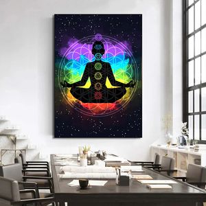 Résumé Les sept chakras 7 chakras kundalini yoga zen affiches imprimés toile peinture murale art image salon décoration intérieure