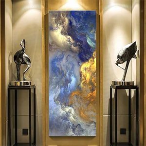 Abstrait Unreal Blue Paysage Peintures à l'huile sur toile Wall Art Affiche et Imprime Photos Suspendues pour Modern Living Room Decor 211222
