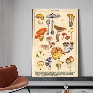 Abstrait légumes champignon toile peinture nordique cuisine nourriture affiches et impressions Art mural pour salon décoration de la maison