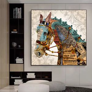 Affiche abstraite Vintage cheval Animal, peinture sur toile, imprimés rétro, tableau mural pour décor de salon, Cuadros intérieur sans cadre