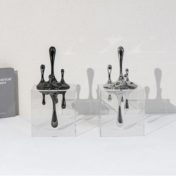 Abstraite des gouttelettes d'eau sculpture artisanat de luxe décoration de maison moderne salle d'étude de chambre table de bureau de statue d'art esthétique accessoires 240425
