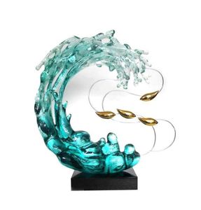 Abstrait la sculpture d'eau artisanat de la statue d'art décorative avec résine en cristal pour la décoration d'entrée EL2613143
