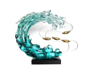Estatua de arte decorativo de escultura de agua abstracta con resina de cristal para la decoración de entrada de EL5484701