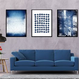 Samenvatting Aquaror Gallery Wall Art Canvas Painting Navy Blue Prints Minimalistisch moderne Noordse posters Picture Living Room Decor