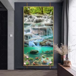 Abstract Waterfall Entrance Painting Wall Decor Posters Koi Animal Art Pictures For Living Room Fish Room Drcorative Cuadros