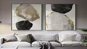 Abstract Geel en Zwart Blokken Canvas Schilderij Mode Poster Print Vreemd Ding Muur Kunst voor Woonkamer Cuadros Home Decor1545265