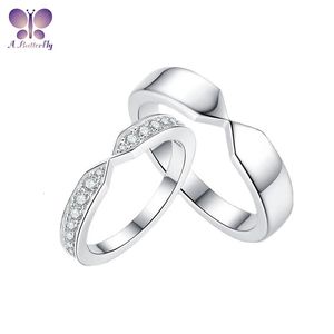 Abutterfly 100% 925 Sterling Silver D kleur paar trouwring verloving fijn sieraden jubileum cadeau gratis carving 240530