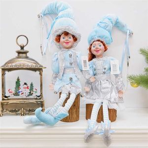 ABXMAS Christmas Elves Plush Elf Doll Xmas Decoration Navidad Year Gifts Tree Hanging Ornaments Children Toys 211018