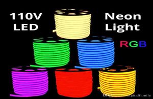 Bande LED en corde néon AC 110V, couleur unique, 50 mètres, étanche, 5050 SMD, lumière 60LEDsM avec alimentation électrique, découpable à 1 mètre4315367