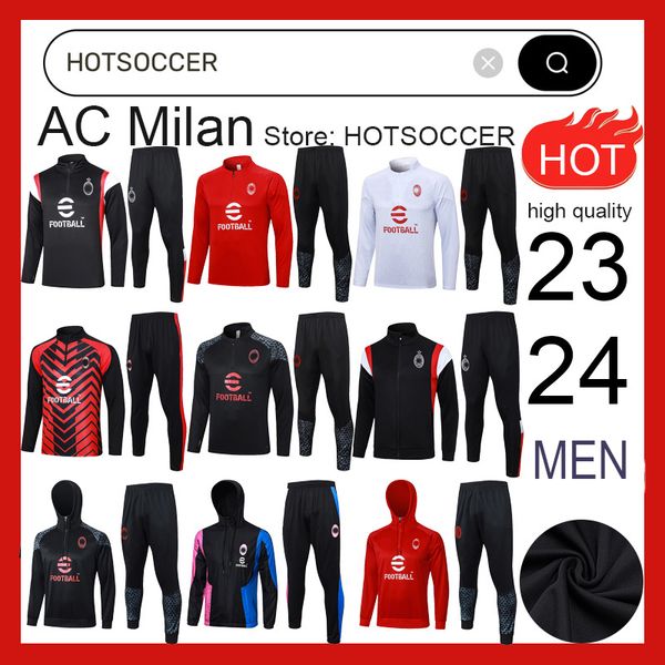 AC 2023 2024 IBRAHIMOVIC TONALI KAKA Chaqueta de traje de entrenamiento de fútbol 23/24 maillot de foot CALHANOGLU PULISIC RAFA milan fútbol Chándal chaqueta para niños adultos Sudadera con capucha