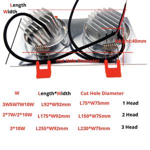 AC 220V 1 2 3 Vierkante plafondlamp van het hoofd IP65 binnen waterdichte LED -downlight 10W 20W 30W keuken badkamer buiten balkon licht