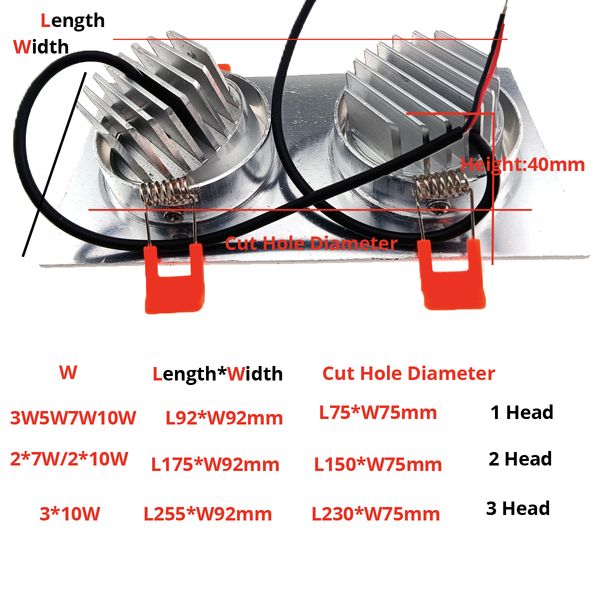 AC 220V 1 2 3 lampe de plafond carrée de tête IP65 Downlight à LED imperméable intérieur 10W 20W 30W Cuisine salle de bain Balcon extérieur Light