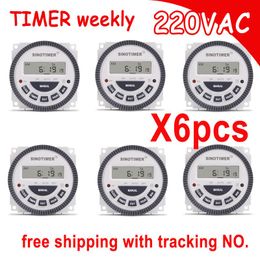 Freeshipping AC 220 V 230V 240 V Digitale timer 7 Dagen Programmeerbare Tijdschakelaar Relais met UL-vermelde relais 16A Easy Bedrading met flap