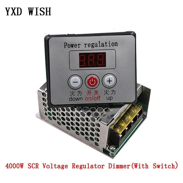 AC 220V 4000W SCR Regulador de voltaje Dimming Dimmers Controlador de velocidad del motor Termostato Módulo de regulador de voltaje electrónico