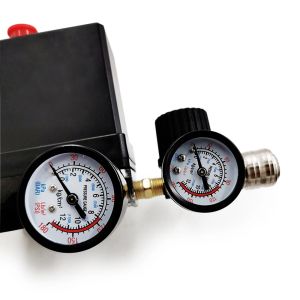 AC 220V Luchtcompressor Pompdruk Schakelaar 4 Poortverdeelstuk Verlichting Regulator 30-120PSI Regelklep met meter