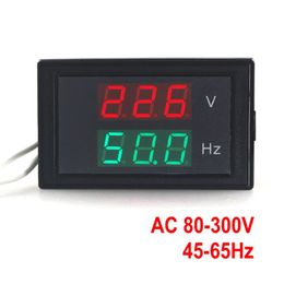 AC 80-300.0V 45-65HZ Frequentie Meter Dual Display Frequentie Meting Spanning Voltmeter Hertz/HZ meter Met Rode Led