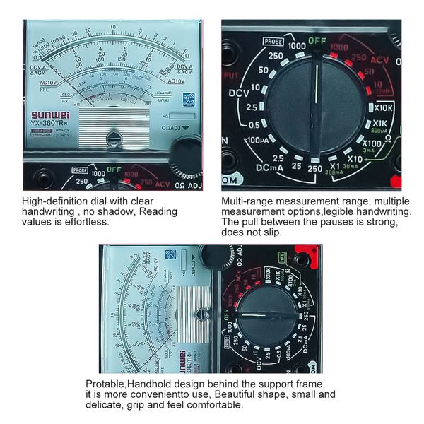 AC / DC 1000V Analogique multimètre numérique Digital-Retalter Analog Multimetro Tester Tester électricien Multimers Tester Tester 10A