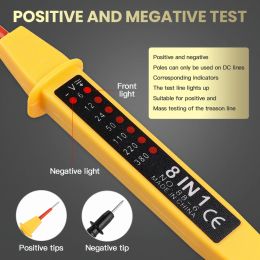 AC DC 6-380V AUTO ELEKTRISCHE TESTEN PEN 8-in-1 spanningstester detector met LED-lichtdisplay voor elektricientestspanningsgereedschap